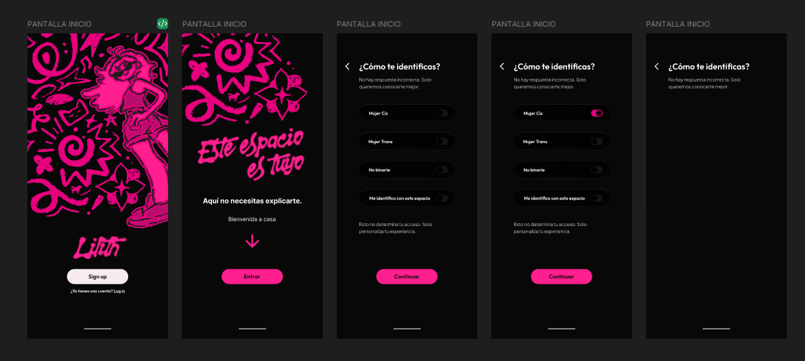 Lilith App - Onboarding y personalización